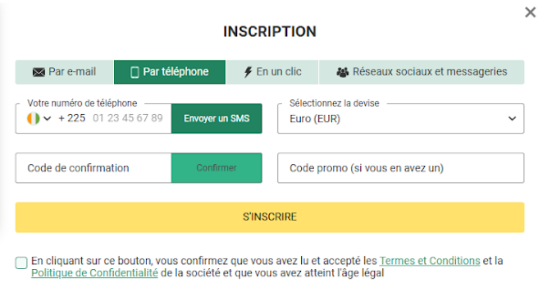 inscription sur betwinner